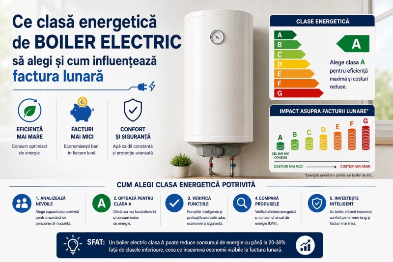 Boiler electric clasa A, B sau C - ce inseamna si cum alegi corect