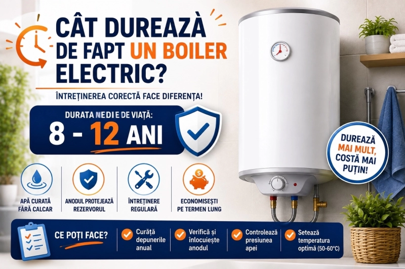 Cât ține un boiler electric și cum prelungești durata de viață a aparatului prin întreținere corectă