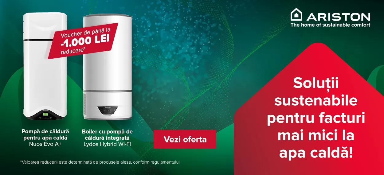 voucher pana la 1000 ron achizitie boiler cu pompa caldura Ariston